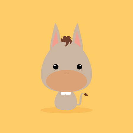 Cute cartoon wild donkey on a orange backgroundのイラスト素材