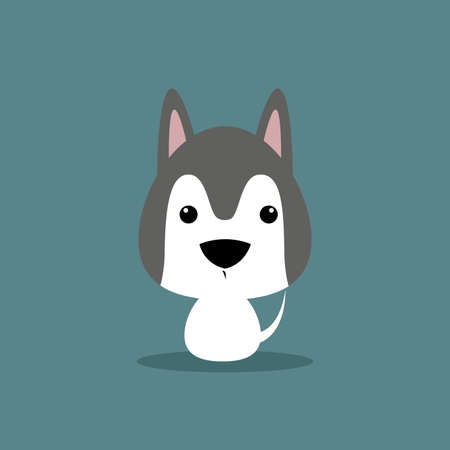 Cute cartoon dog on a blue backgroundのイラスト素材
