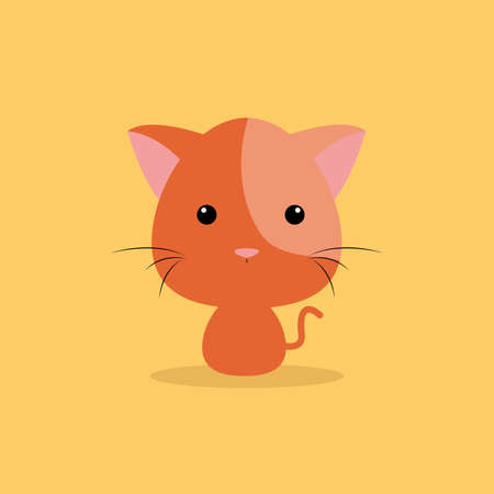 Cute cartoon cat on a orange backgroundのイラスト素材