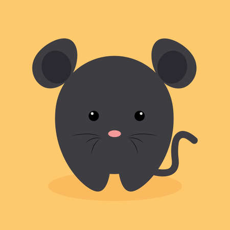 Cute cartoon mouse on a orange backgroundのイラスト素材