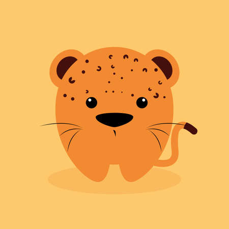 Cute cartoon tiger on a orange backgroundのイラスト素材
