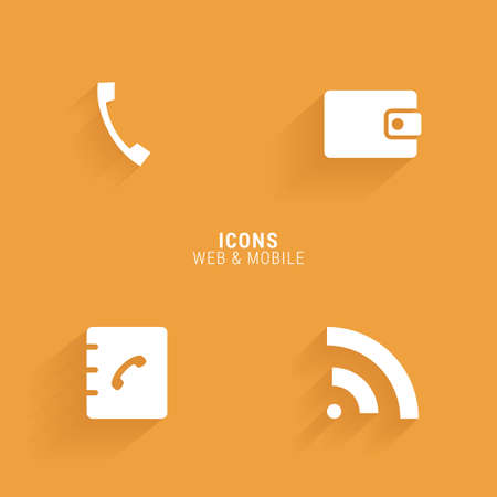 abstract web icons on an orange backgroundのイラスト素材