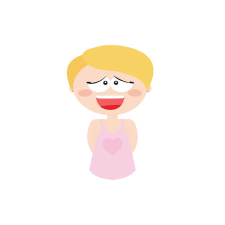 Cute girl with a particular expression face on a white backgroundのイラスト素材