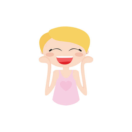 Cute girl with a particular expression face on a white backgroundのイラスト素材