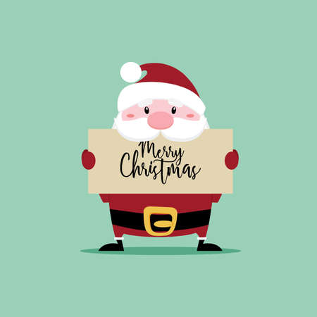 Abstract cute cartoon santa claus on a green backgroundのイラスト素材