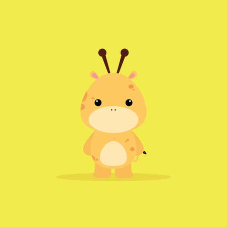 abstract cartoon animal on a yellow backgroundのイラスト素材