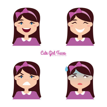 girl Expression Facesのイラスト素材