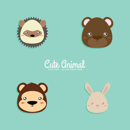 Cartoon animals facesのイラスト素材