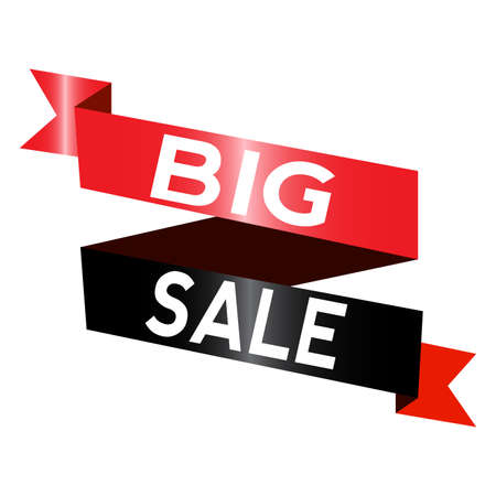 Big sale label written on ribbon on a white backgroundのイラスト素材