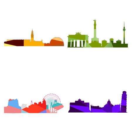 Abstract landscape city silhouette on a white backgroundのイラスト素材