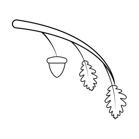 Happy thanksgiving day leaves and acorn outline object on a white backgroundのイラスト素材