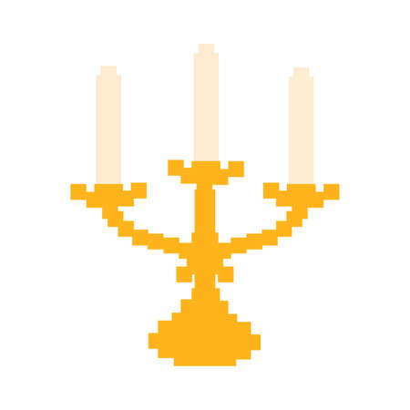 Abstract Candle holder with candle object with pixel effect on a white backgroundのイラスト素材