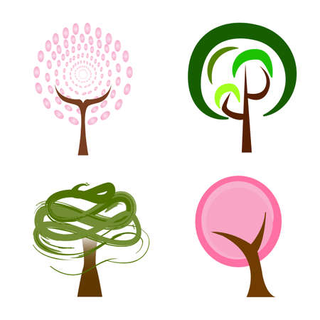 Abstract cute tree on a white illustration.のイラスト素材