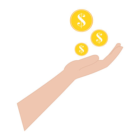 Abstract coin on hand illustration.