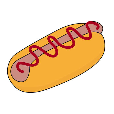 Abstract fast food hotdog sandwich illustration.のイラスト素材