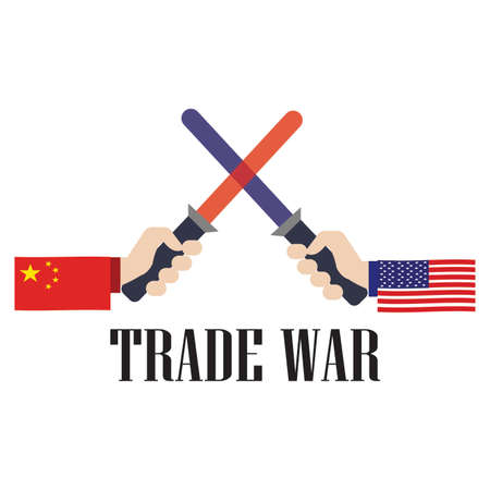 abstract trade war background with some special objectsのイラスト素材