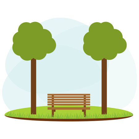 abstract landscape park on a white backgroundのイラスト素材