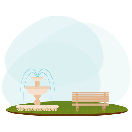 abstract landscape park on a white backgroundのイラスト素材
