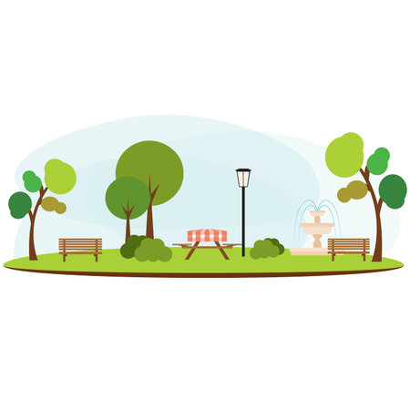 abstract landscape park on a white backgroundのイラスト素材