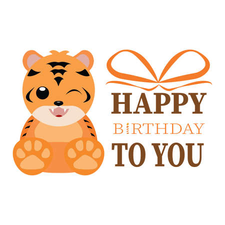happy birthday background with a special tiger and allusive objectsのイラスト素材
