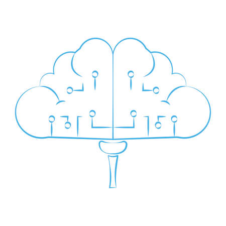 abstract cloud brain connections, vector illustration designのイラスト素材
