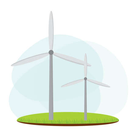 landscape of wind renewable energy industry, vector illustration designのイラスト素材