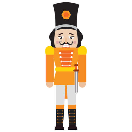 front view of cute nutcracker soldier toy, vector illustration designのイラスト素材