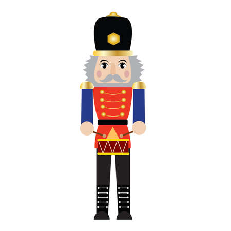 front view of cute nutcracker soldier toy, vector illustration designのイラスト素材