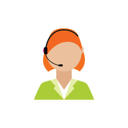 front view of call center worker, vector illustration designのイラスト素材