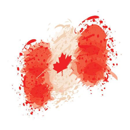 watercolor flag of canada, vector illustration designのイラスト素材