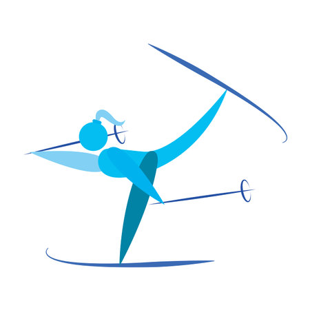 abstract cute skier on a white backgroundのイラスト素材
