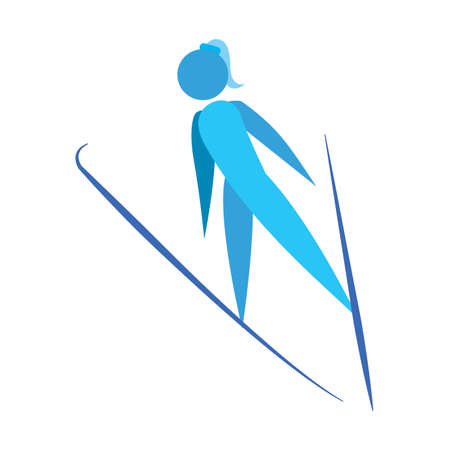 abstract cute skier on a white backgroundのイラスト素材