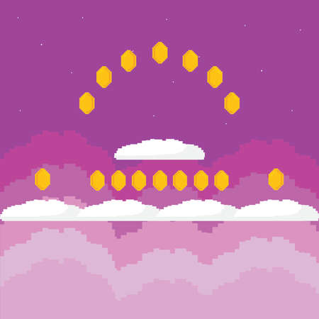 abstract video game background with some special allusive objects, vector illustration designのイラスト素材
