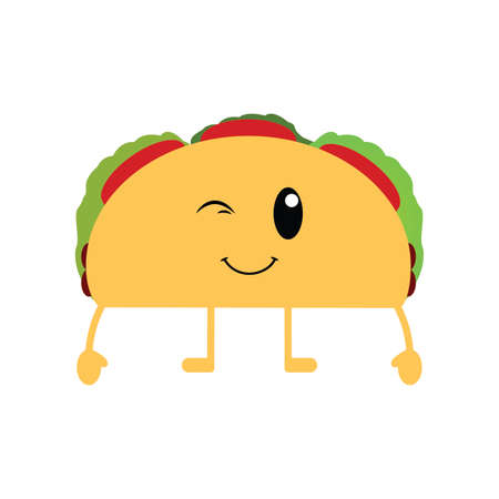 Cute fast food cartoon on a white background, vector illustration designのイラスト素材