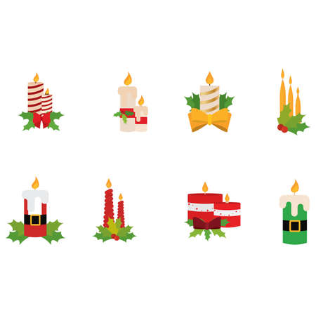 Set of christmas ornaments with candles - Vector illustration designのイラスト素材