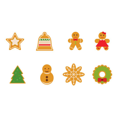 Set of gingerbreads icon - VEctor illustration designのイラスト素材
