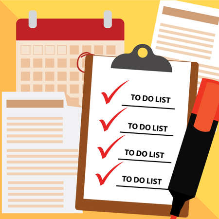 Work environment. Check list - VEctor illustration designのイラスト素材
