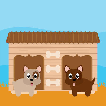 Dog in a pet house - Vector illustration designのイラスト素材