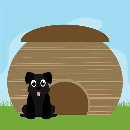 Dog in a pet house - Vector illustration designのイラスト素材