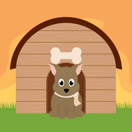 Dog in a pet house - Vector illustration designのイラスト素材