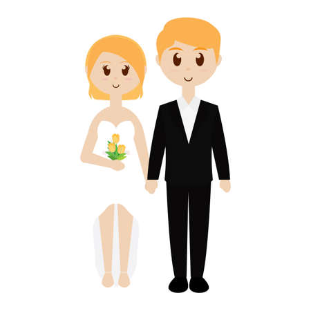 Wedding couple image. Groom and bride - Vector illustration designのイラスト素材