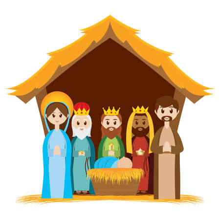 Beatiful manger image. Christmas season - Vector illustration designのイラスト素材