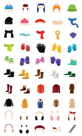 Set of winter clothes icons - Vector illustration designのイラスト素材