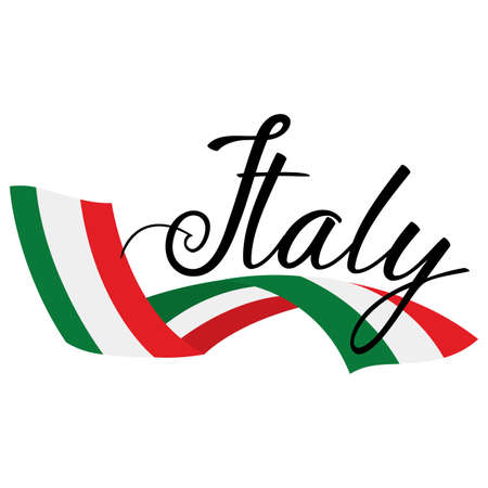 Italy poster with flag - Vector illustration designのイラスト素材