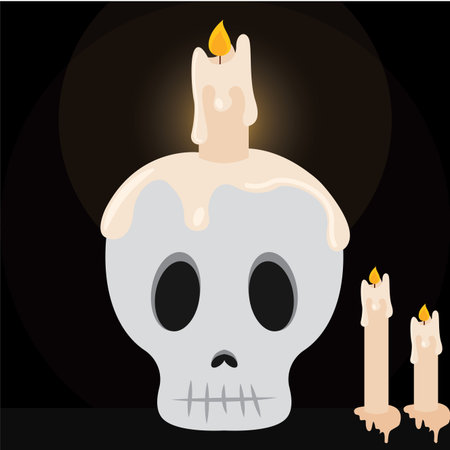 Candle on a skull - Vector illustration designのイラスト素材
