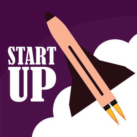 Startup poster with a rocket - Vector illustration designのイラスト素材