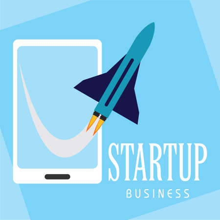 Startup poster with a rocket - Vector illustration designのイラスト素材