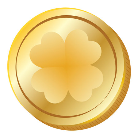 Isolated golden coin with a clover inside - Vectorのイラスト素材