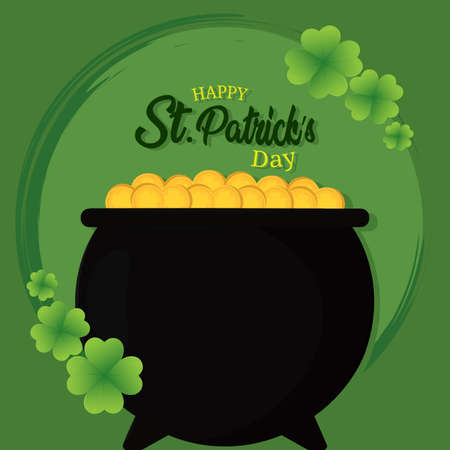 Saint patricks day greeting card with coins in a pot - Vectorのイラスト素材