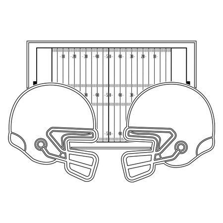 American Football helmets and field - Vector illustrationのイラスト素材